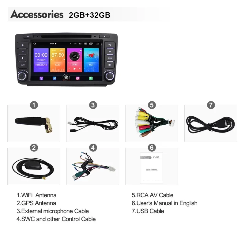 

Eunavi, - GPS Android 10 Skoda Octavia A7 2009-2015, 2DIN