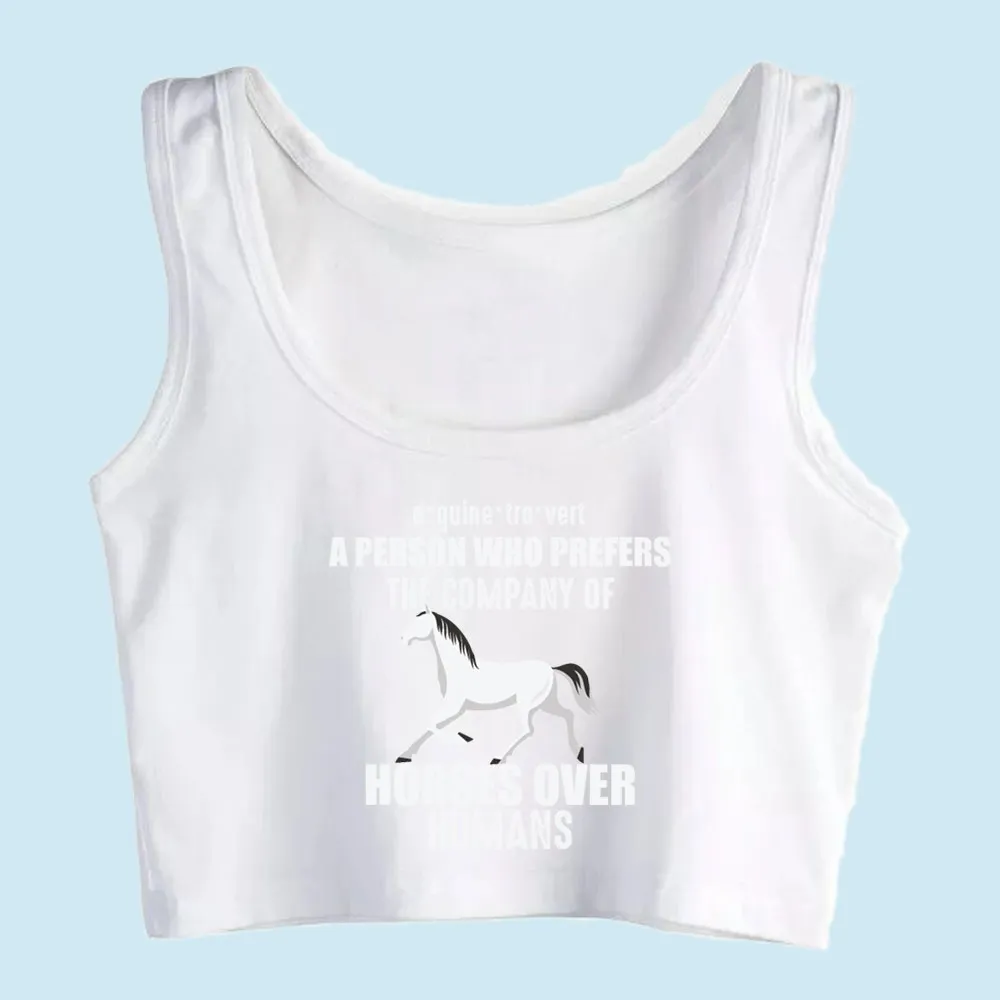 Кроп-Топ женский Забавный подарок лошади влюбленная девочка забавный Белый Топ