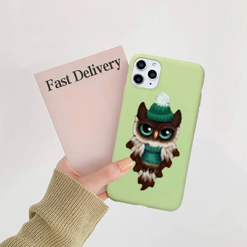 

Animal Owl art cool cute Phone Case Candy Color for iPhone 11 12 mini pro XS MAX 8 7 6 6S Plus X SE 2020 XR