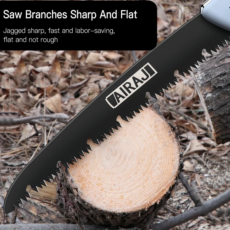 AIRAJ-hoja de sierra plegable multifuncional, herramientas de corte para carpintería, mango de acero SK5, sierra afilada plegable para jardín
