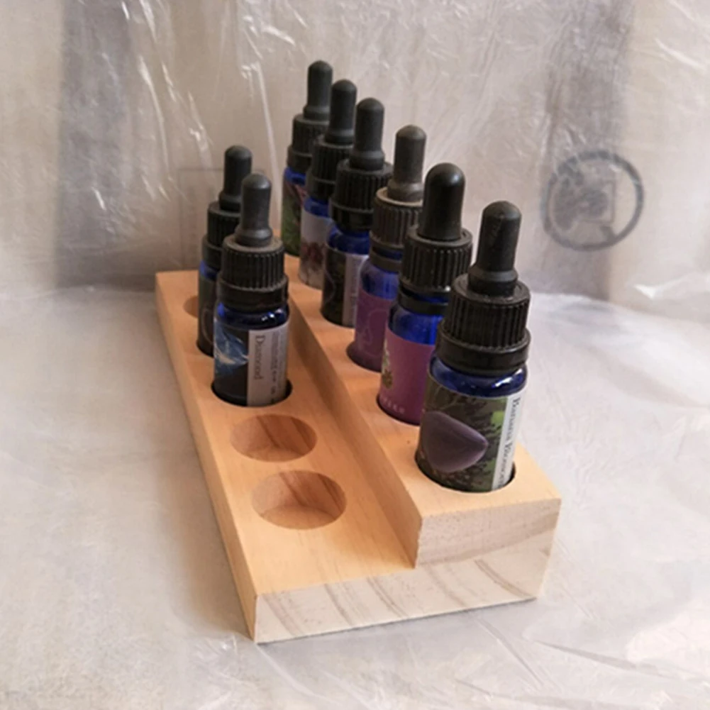 11 Compartments Essential Oil Display Stand Shelf Wooden Exquisite Rack With Grooves Can Hold 15ml Bottles #W0 | Дом и сад