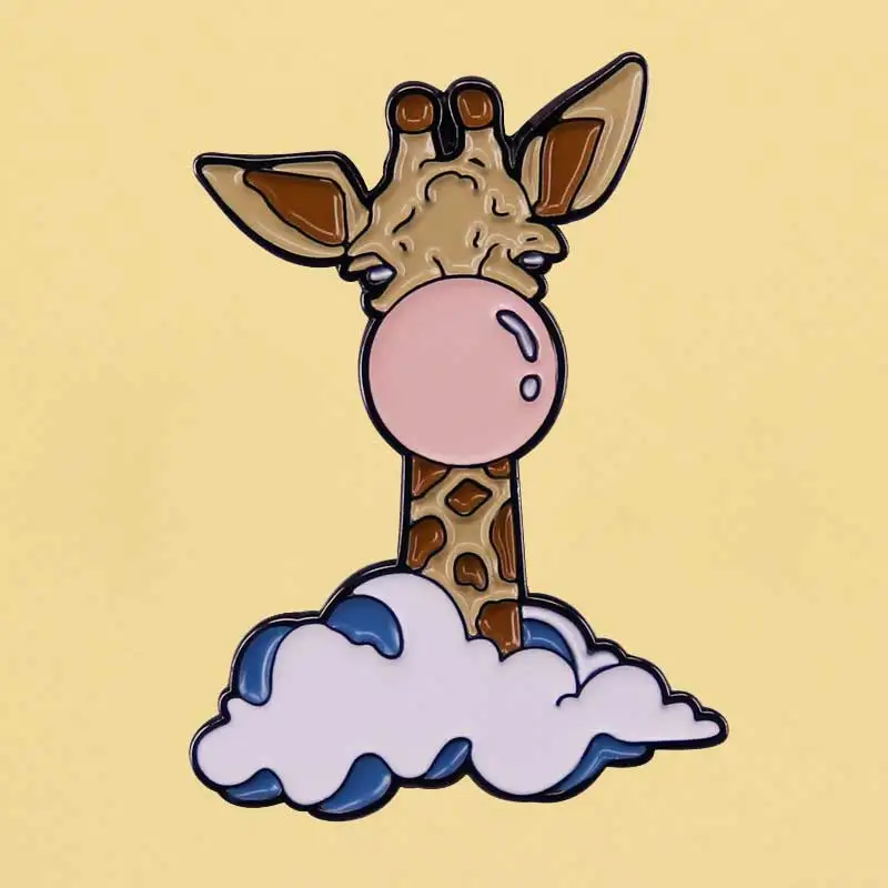 Cute Giraffe Metal Badges Interesting Cartoon Enamel Pins Fashion Anime Badges Collecting Send Friend Fans Boutique Medal Gift
