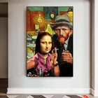 Забавное настенное искусство Мона Лиза и Ван Гога картины на холсте для курения художественные плакаты и принты Da Vinci известные картины для гостиной