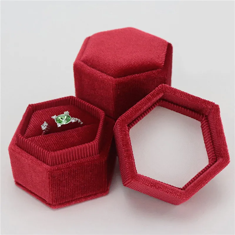 

Vintage Velvet Ring Box Double Slots Wedding Supplies Ring Storage Box High Quality Exquisite Luxurious Ring Boxes