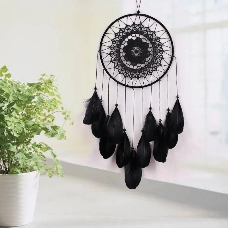 Брелок для ключей Ловец снов с зелеными бусинами Серебряный кулон Пряжка перья и