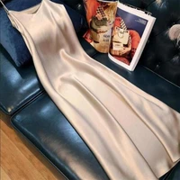 2021 fashion women dress size s 4xl spaghetti straps solid sexy party formal wear robes silk satin elegant dresses