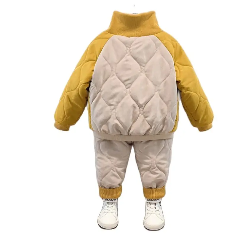 Комплект для мальчиков и девочек зимний плюшевый утепленный хлопковый костюм