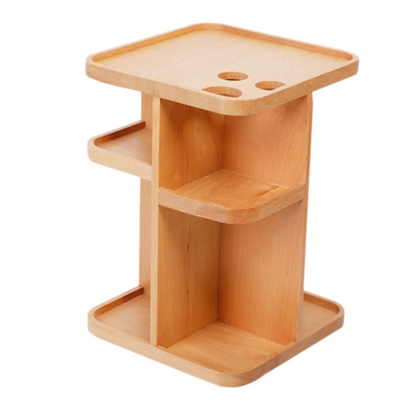

360 Degree Rotating Pen Pencil Holder Cosmetic Storage Box Large Wooden Desktop Storage Box Dressing Table