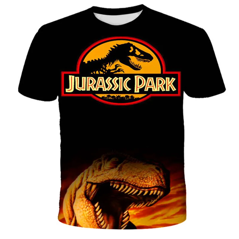

New Brand Summer Ferocious Dinosaur 3D Animal Printed T-shirt Boy Short Sleeve T-shirt 4-14T Plus Size Tees Children Girl Tops