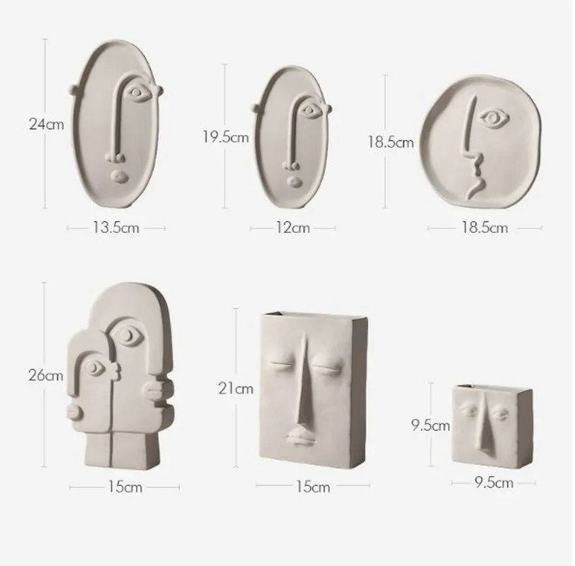 

Face Mask Ceramic Vase Nordic Modern Home Decoration Flower Vases Head Matte Table Flower Vases for Wedding Decoration Props