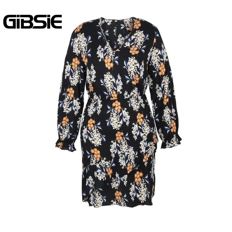 Женское платье с цветочным принтом и рюшами большие размеры | Женская одежда