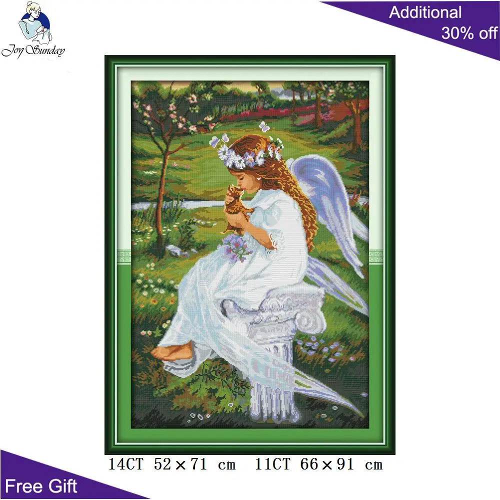 

Joy Sunday Beautiful Angel Home Decoration R268(1) 14CT 11CT Counted and Stamped A Beautiful Angel Needlework Cross Stitch kits