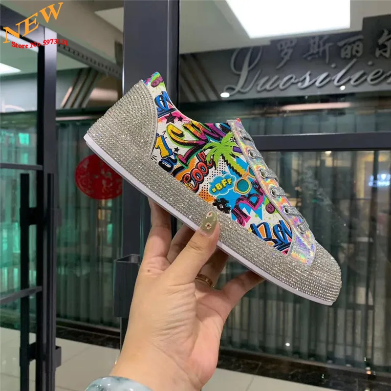 

Green Silver Rhinestone Print Men Flat Shoes Hip-Hop Punk High Tops Sneakers Casual Board Shoes Zapatillas Hombre Shoes For