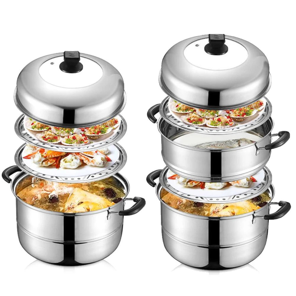 Пароварка на 2 4 уровня кастрюля из нержавеющей стали кухонная утварь плита