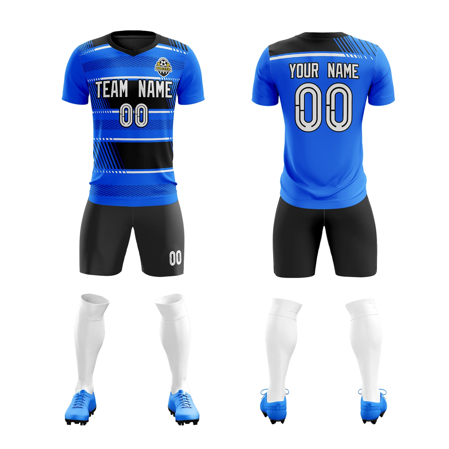 

Custom Soccer Jersey Sets DIY Design Printing Team Player Name Number Add Logo Outdoor Training Sport Shirts For Men/Kids