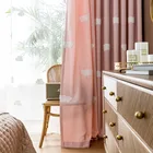 Розовые занавески с вышивкой для детской комнаты, занавески на окна из тюля с мультяшным облаком для спальни для девочек, занавески для окон