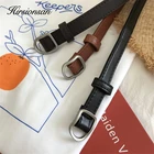 Женский ремень из искусственной кожи Hirsionsan, ремень с круглой пряжкой, простой винтажный пояс без дыр для студентов