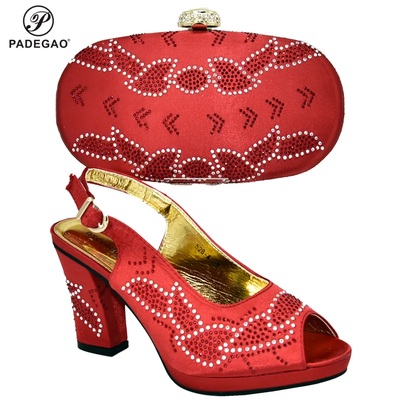 Новинка 2020 набор туфель и сумочек красного цвета в африканском стиле вечерние