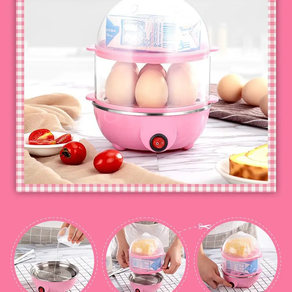 Multi-function Double-layer Steamer Home Automatic Egg Cooker Mini Breakfast Machine Stainless Steel | Дом и сад