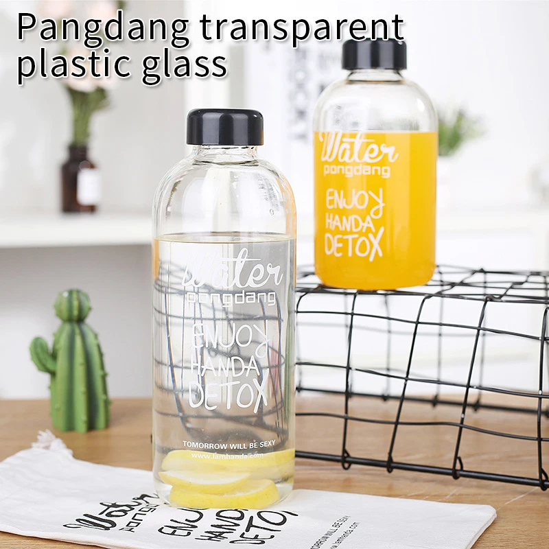 

500/1000ml Plastic Sport Water Bottle Large Capacity Water Cup Square Outdoor Cold Juice Water Bottles Portable Milk Water Cups