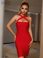 adyce new summer women tank red midi bodycon bandage dress 2021 sexy sleeveless elegant night club celebrity runway party dress