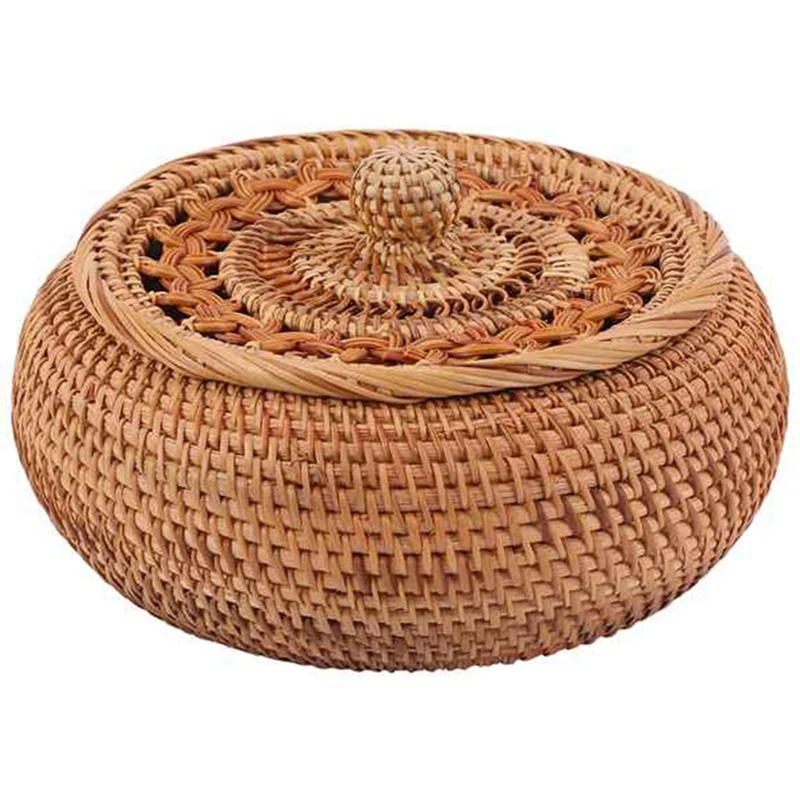 

Autumn Rattan Woven Hollow Storage Box Personalized Tea Box Pastoral Wind Rattan Material Snack Box