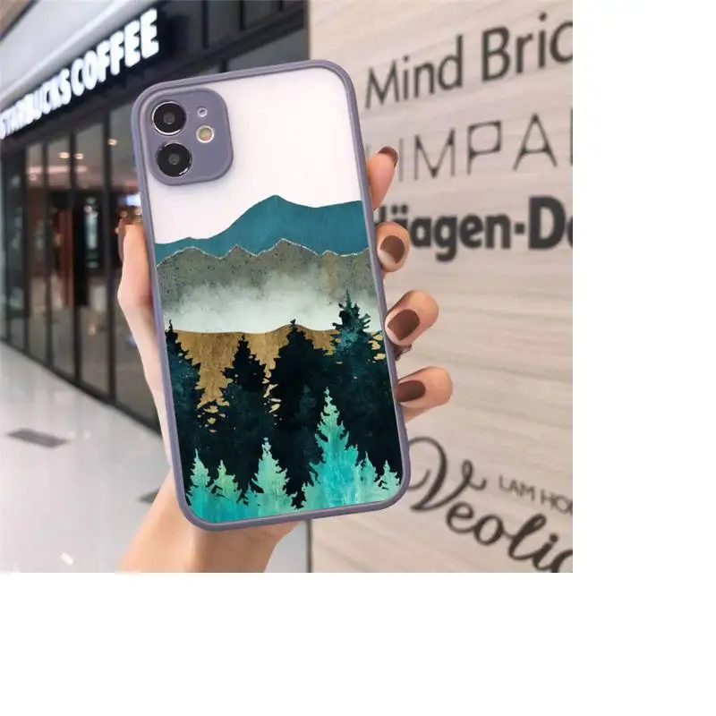 

Relief mountain sunset golden pattern Phone Case matte transparent For iphone 7 8 11 12 plus mini x xs xr pro max cover