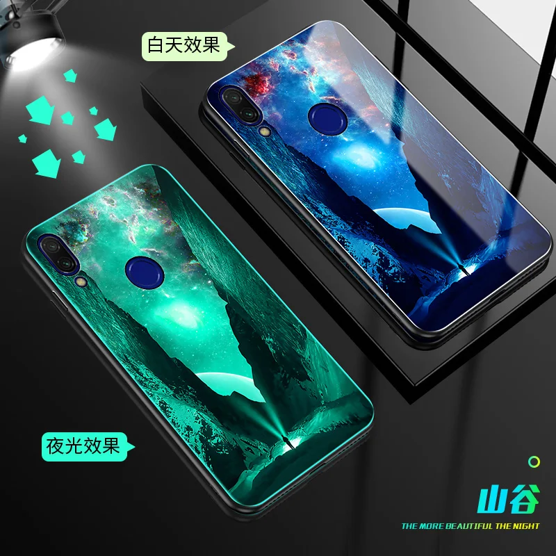 7 SemgCeKen светящийся чехол из закаленного стекла для Xiaomi Redmi Note 7 8 pro 8pro 7s 7pro note7 note8 3d роскошный чехол для телефона - Цвет: 7