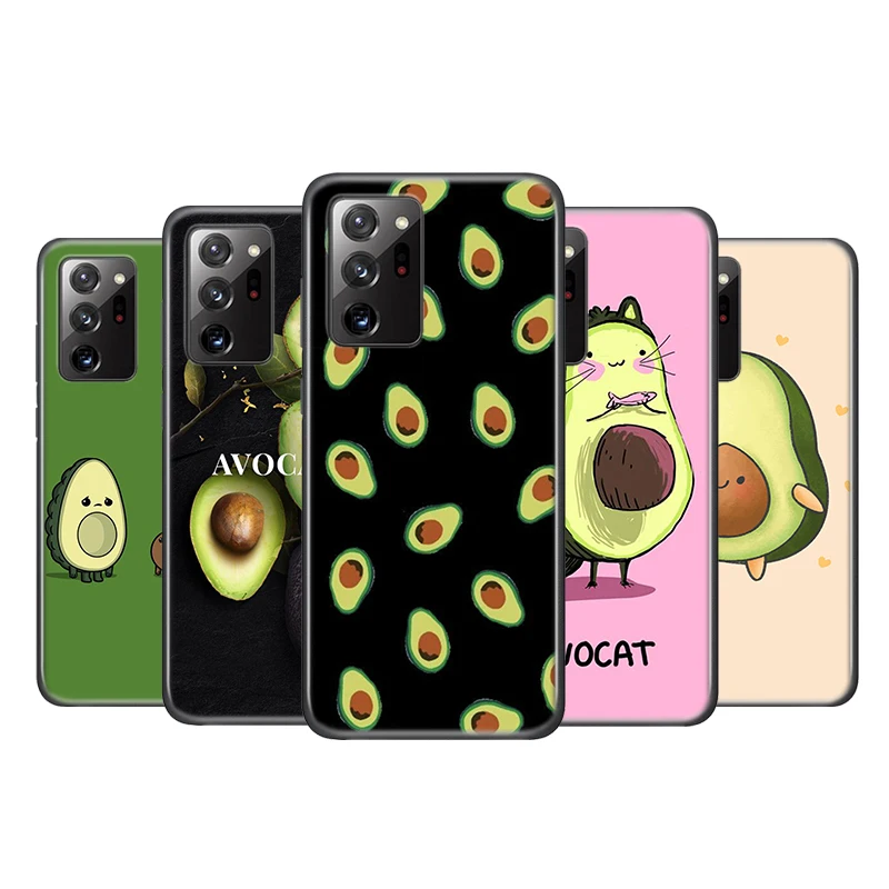 

Cute Cartoon Avocado Food Phone Case For Samsung Galaxy S21 S20 FE Ultra Lite S10 5G S10E S9 S8 S7 S6 Edge Plus Black Cover