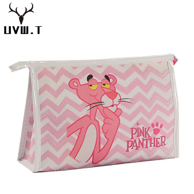 Женская милая косметичка для макияжа с рисунком розовой Пантеры дорожная из