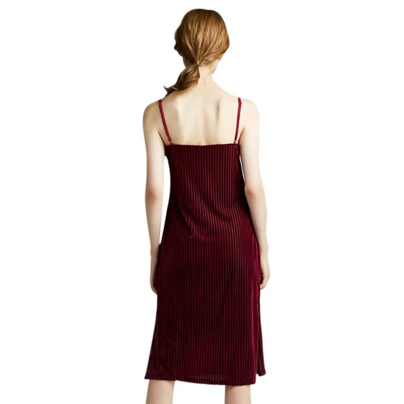 

Ladies Sleepwear Women Velvet Sexy Suspenders Nightgowns Fall Winter Thick Warm Straight Sleepshirts Women Pajamas Home Clothes
