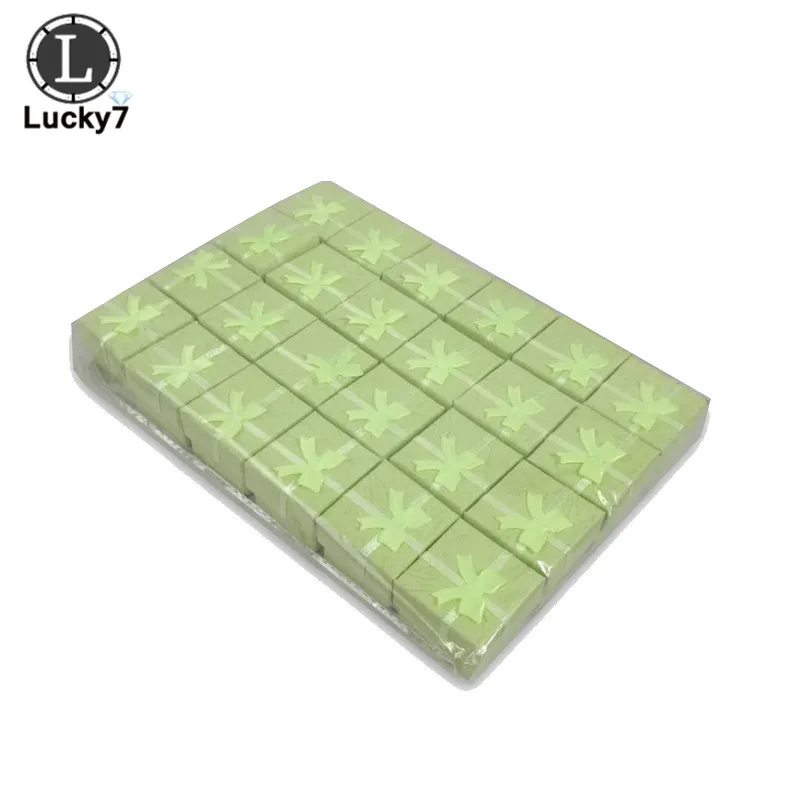 Green 48 шт./лот, модная шкатулка для ювелирных изделий, мульти кольца цвета, подарочная упаковка для ювелирных изделий, серьги, держатель, чехол, 4*4*3 см - Цвет: Green