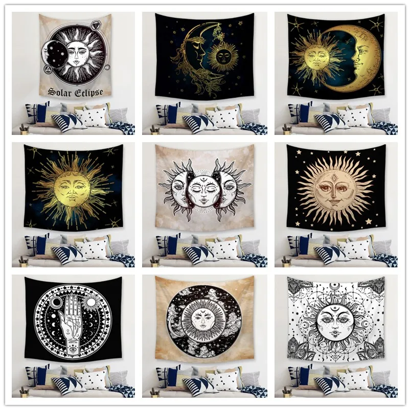 Психоделический гобелен солнце бог планета колдовство Астрология Мандала хиппи