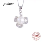 Pekurr 925 стерлингового серебра из натурального пресновдного жемчуга 3 листа клевера ожерелья для женщин Циркон Подвески Ювелирные изделия Подарки