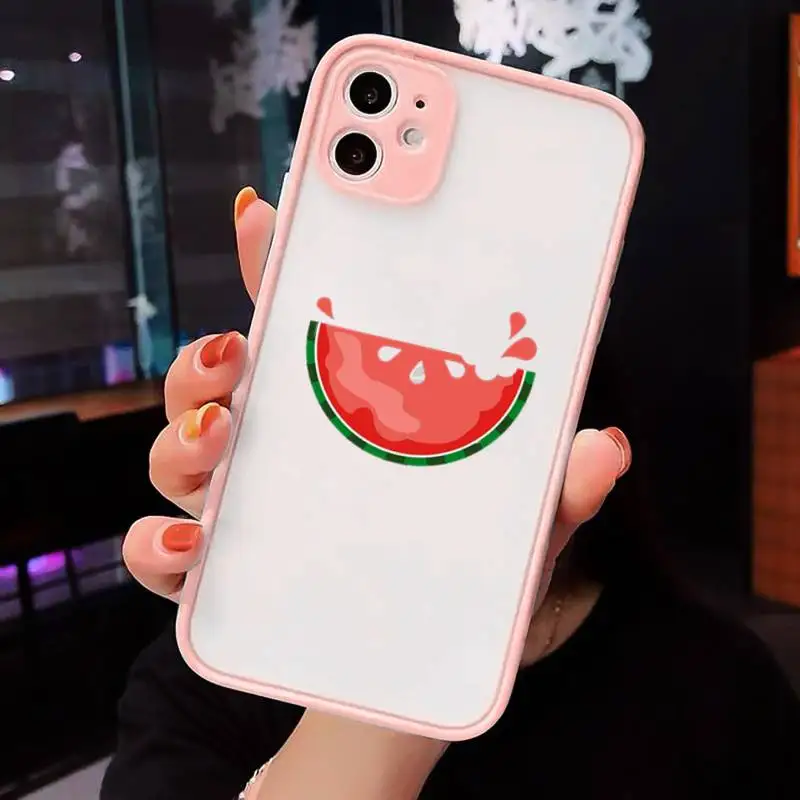 

Summer fruit watermelon Phone Case Matte Transparent for iPhone 7 8 11 12 s mini pro X XS XR MAX Plus cover funda
