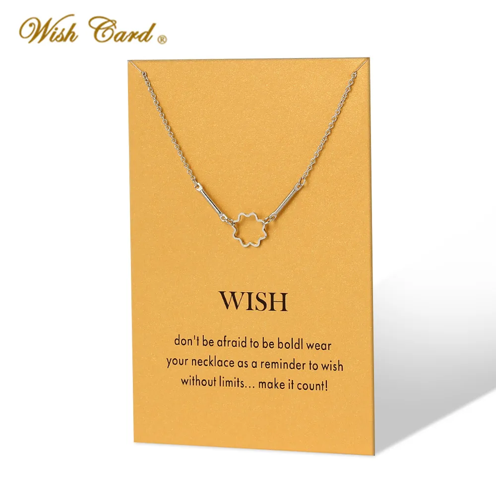 Wish Card милое ожерелье с цветком для женщин серебряная цепочка украшение на шею