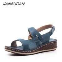 jianbudan womens casual sandals new wedge open toe sandals big size women summer shoes outdoor comfortable sandals 35 43