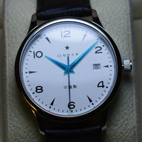 hot 38 5mm ultra thin automatic mechanical watch tianjin st1812 movement waterproof calendar stainless steel sapphire mens watch