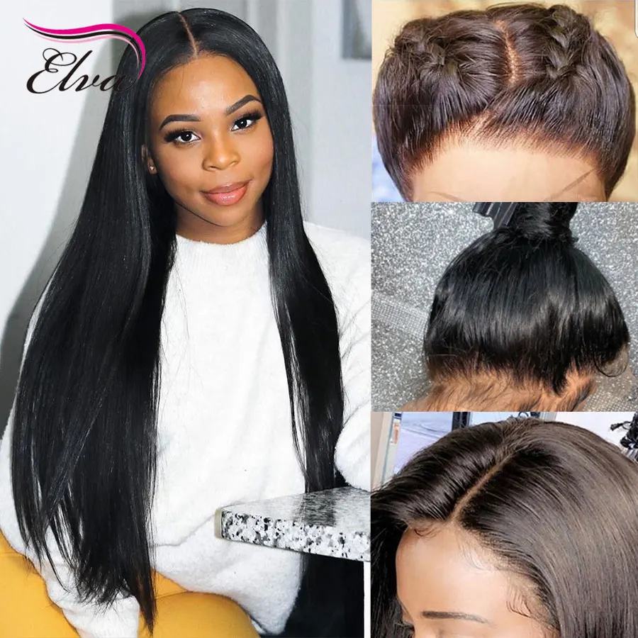 Elva Hair 13х6 кружевные передние человеческие волосы парики предварительно