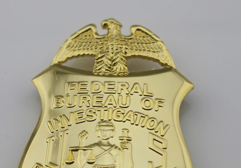 США FEDERAL BUREAU OF INVESTIGATION DEPARTMENT JUSTICE-Pin Back со встроенным зажимом для ремня кожаный