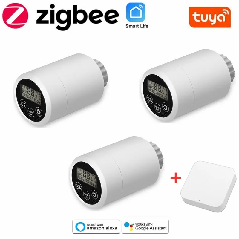 

Умный привод радиатора Tuya ZigBee, программируемый термостатический клапан радиатора, регулятор температуры с Alexa