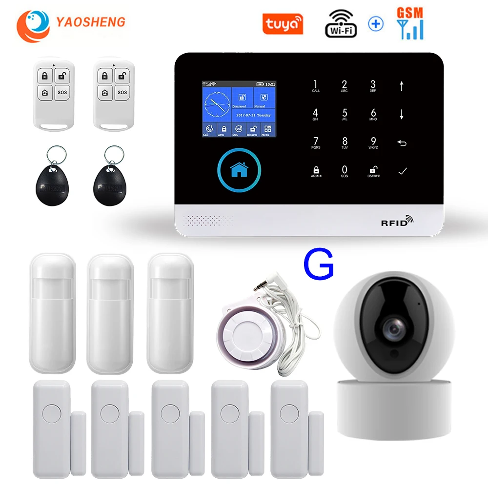 Цветной дисплей Tuya TFT домашняя система охранной сигнализации Wifi GSM сигнализация