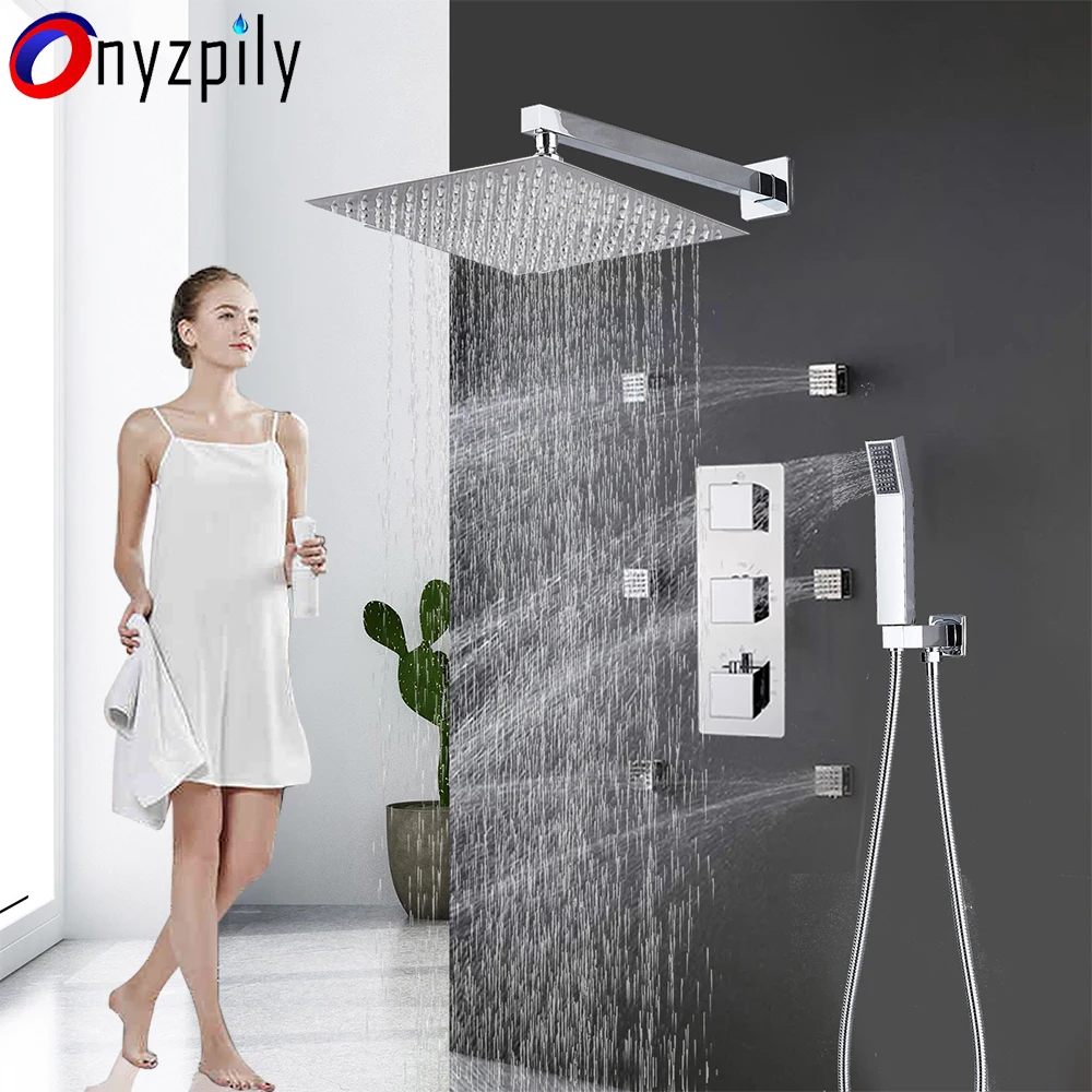 Хромированный термостатический смеситель Onyzpily для душа и ванны кран-Водопад с