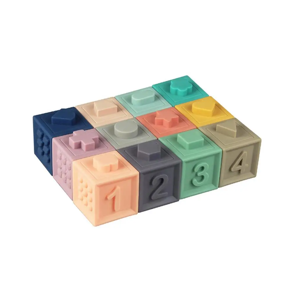 

Vinyl Embossed Building Blocks Toy Children Kids Educational Baby Hand Grasp Toy Soft Rubber Safe Massage Squeeze Bath Toy