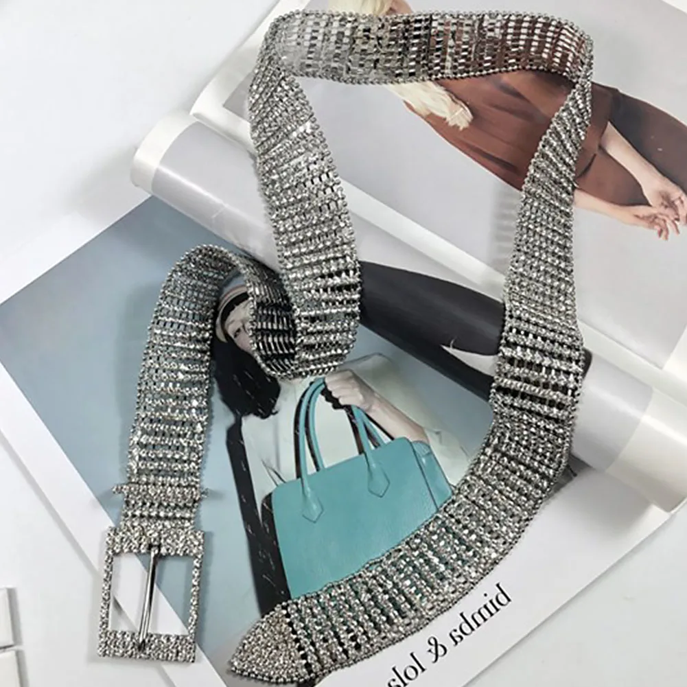 

Women Shiny All Match Full Rhinestone Waistband Belt Inlaid Luxury Crystal Diamond Waist Chain