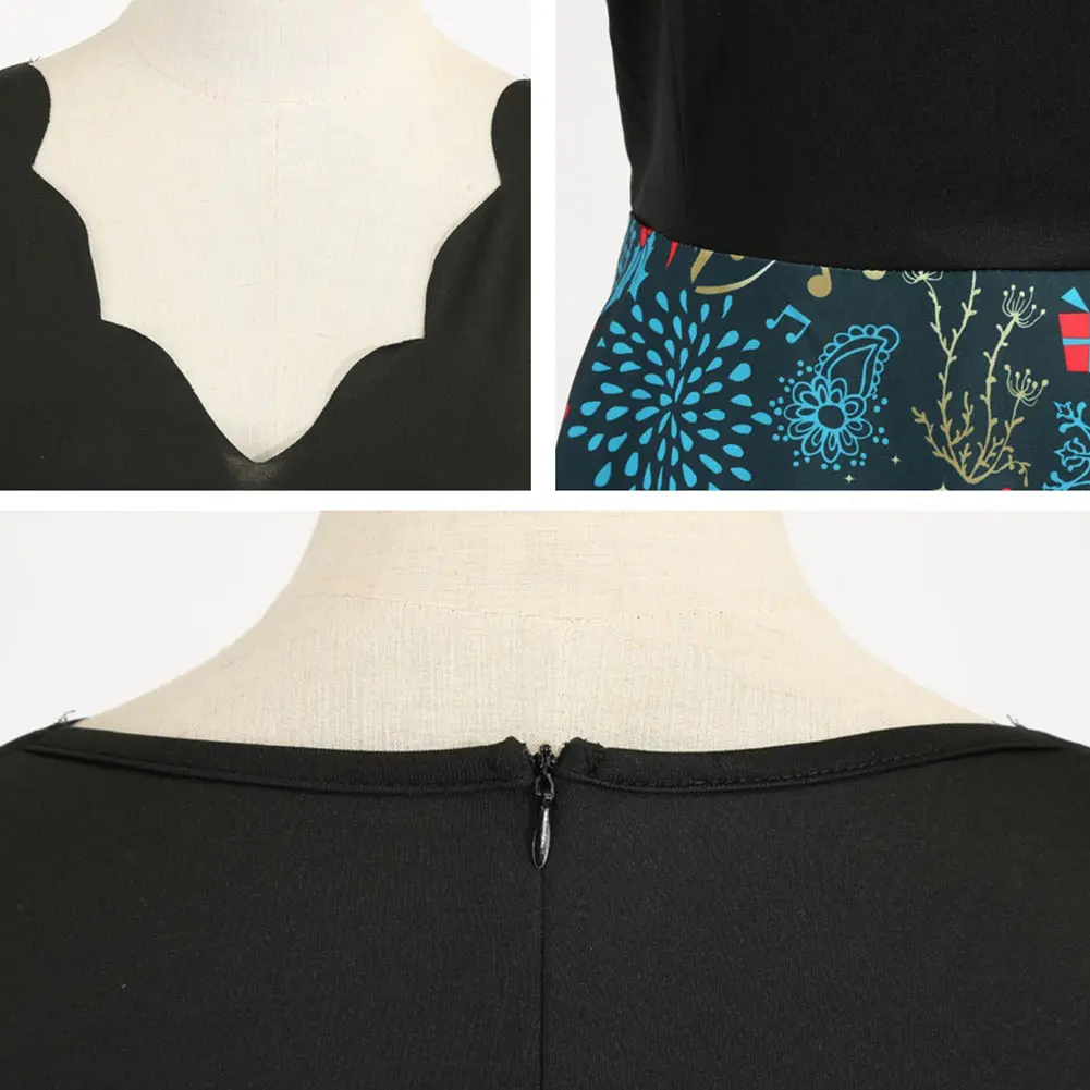 Женское винтажное вечернее платье черное с длинным рукавом и широким подолом для