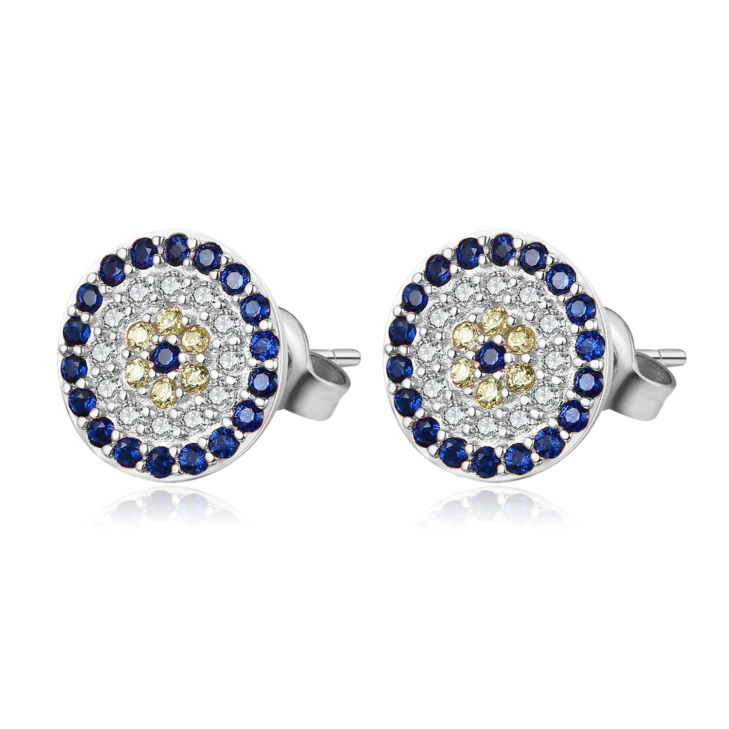 White Gold Tone Высокое качество, подлинный 925 пробы, серебро, CZ, кристалл, удача, Турция, сглаза, серьги для женщин, желтое розовое золото, ювелирные изделия KLTE009 - Окраска металла: White Gold Tone