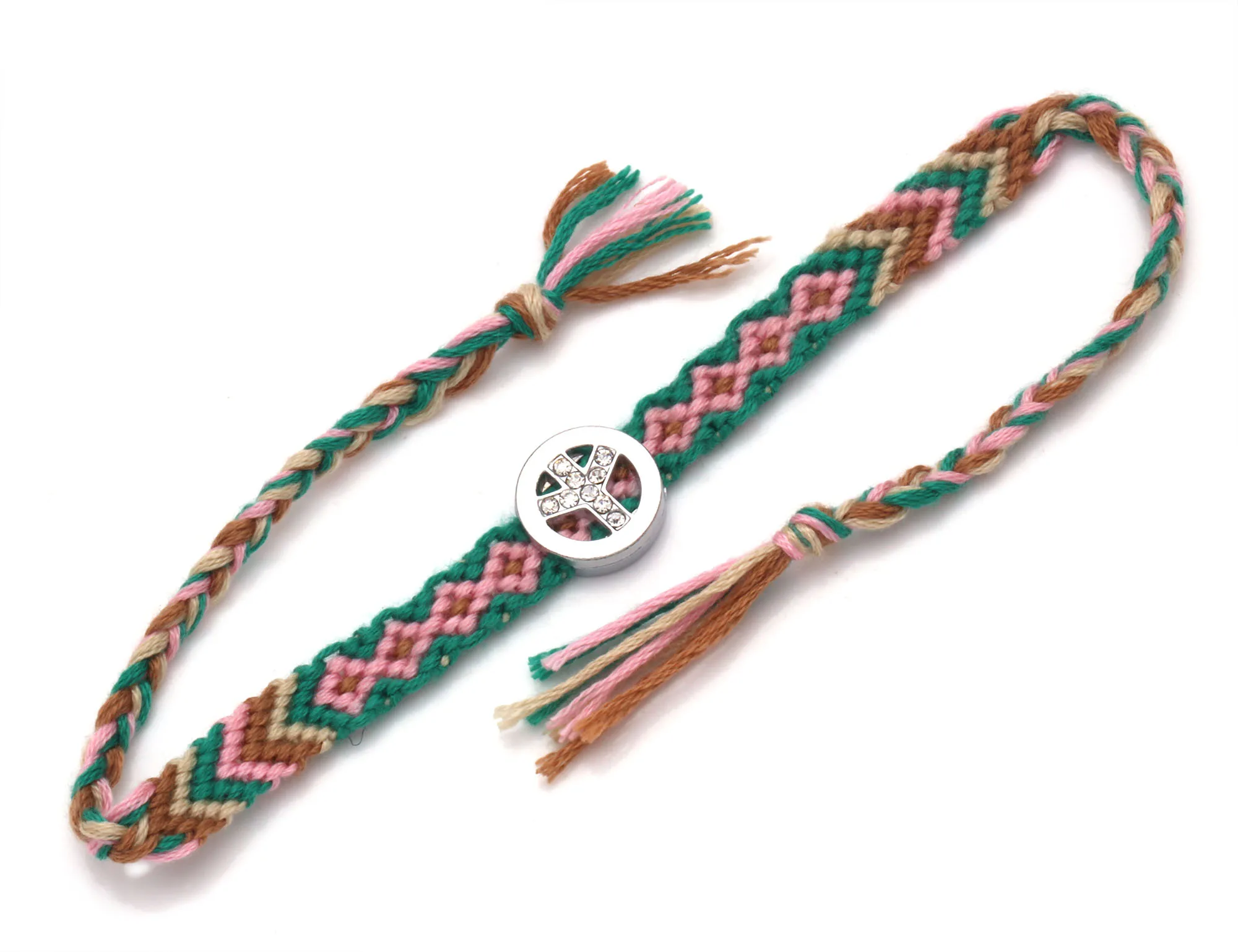 Boho Бриллиантовая подвеска &quotзнак мира&quot тканый браслет дружбы для женщин