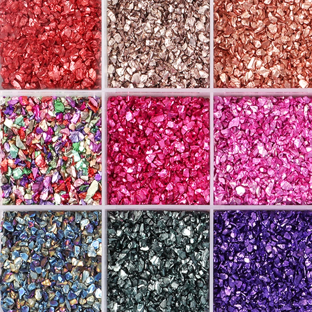 

Crushed Glass Craft Glitter for Resin, Irregular Metallic Crystal Chips Sprinkles Chunky Glitter Shiny Nail Sequins