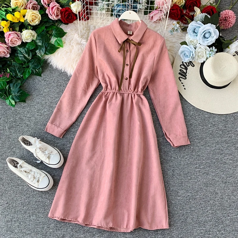 SINGRAIN осеннее женское длинное вельветовое платье винтажное Модное Элегантное